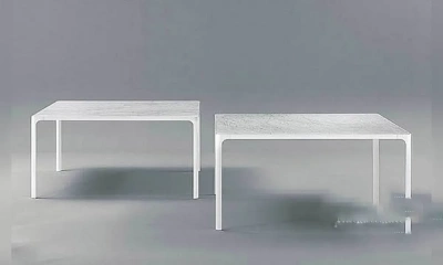 Стол Обеденный На Алюминиевом Или Титановом Каркасе Со Стеклянным Мраморным Топом Flat, Rimadesio