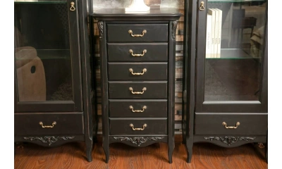 Nocturne Комод Высокий 6 Ящиков Черный Со Старением 61/47/108