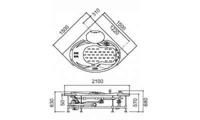 Акриловая Ванна Jacuzzi Celtia 150X150 9F43-141A