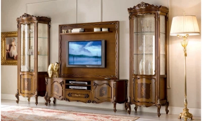 Комплект мебели в гостиную Vaccari Giovanni Bella Italia (витрина 1-дверная левая/правая, тумба ТВ, панель под ТВ)