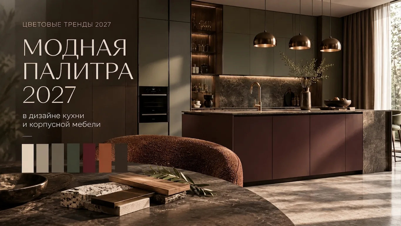 Модная палитра 2027 в дизайне кухни и корпусной мебели