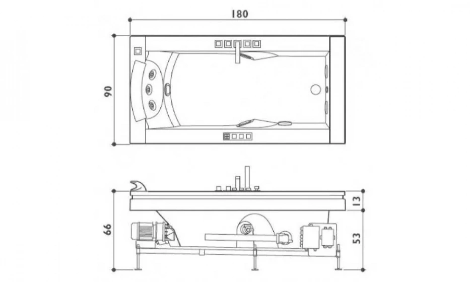 Акриловая Ванна Jacuzzi Aura Uno 180X90 9F43-344A - фото 2