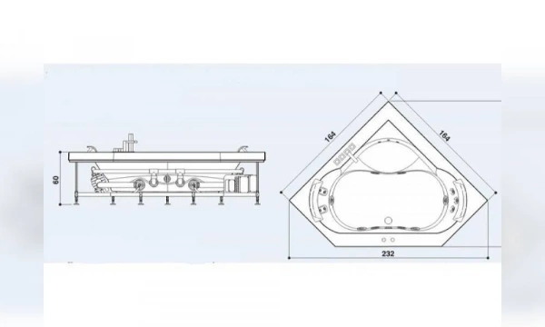 Акриловая Ванна Jacuzzi Aura 164X164 9443-740A