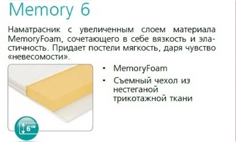 Наматрасник Memory 6 160*200 - фото 1