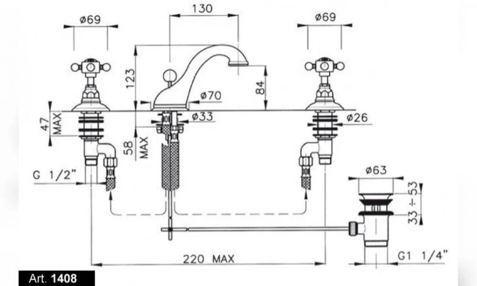 Смеситель Для Раковины Nicolazzi El Capitan 1408Bz69 Бронза - фото 2