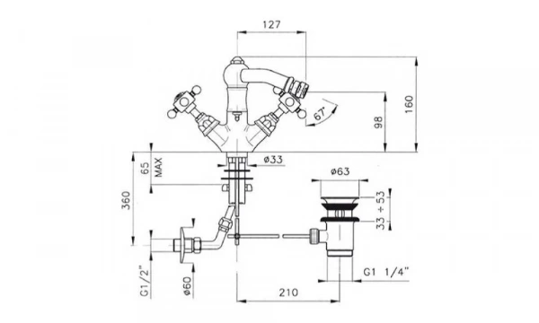 Смеситель Для Биде Nicolazzi Half Dome 1434Cr70