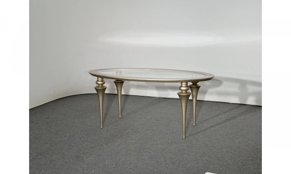 EMOTION стол со стеклом, ножки тип Е шампань 285-L глянец 180x100x78