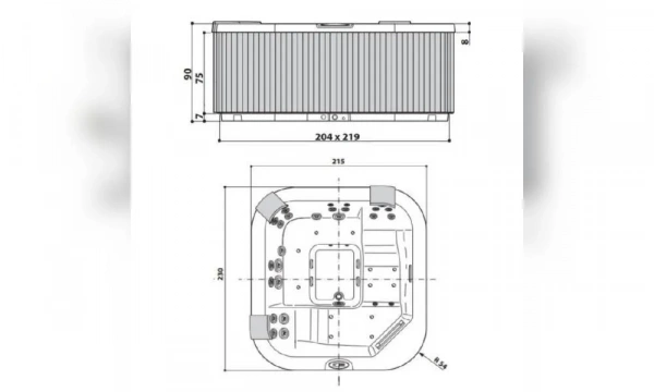 Мини-Бассейн Jacuzzi Santorini Pro 230Х215 9444-82965 Platinum