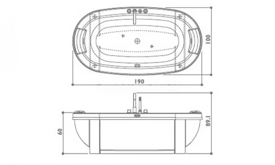 Акриловая Ванна Jacuzzi Anima Design 190X100 9450-095A - фото 2